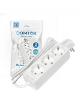 Удлинитель бытовой 3 гнезда, 3 м, ПВС, 3х1 мм2, с заземлением, 16 А, 3500 Вт, Domtok, 2391