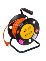 Удлинитель на катушке, 4 гнезда, 30 м, ПВС, 2х0.75 мм2, без заземления, пластик, Jett, 153-330