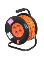 Удлинитель на катушке, 4 гнезда, 40 м, ПВС, 2х0.75 мм2, без заземления, пластик, Jett, 153-340