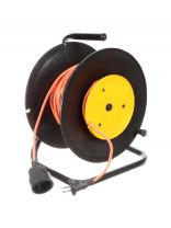 Удлинитель на катушке, 1 гнездо, 30 м, ПВС, 2х0.75 мм2, без заземления, пластик, Jett, 153-130