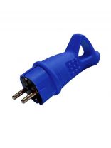 Вилка прямая, с заземлением, 16 А, IP44, 250 В, однофазная, каучук, с ушком, синяя, UNIVersal, 3040