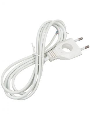 Шнур с плоской вилкой ШВВП 2х0.75 мм2, 1.7 м, с вырезом, белый, TDM Electric, ШУ04, SQ1305-0031