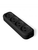 Колодка розеточная 4 гнезда, без заземления, 10 А, черный, UNIVersal, 1326