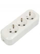 Колодка розеточная 3 гнезда, 2 полюса, с заземлением, 16 А, 220 В, без выключателя, IP20, General Lighting Systems, Easy GSB-16-3-G-IP20, 470053