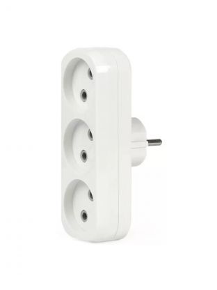 Тройник 3 гнезда, без заземления, плоский, 10 А, Smartbuy, SBE-10-A02-3