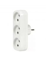 Тройник 3 гнезда, без заземления, плоский, 10 А, Smartbuy, SBE-10-A02-3