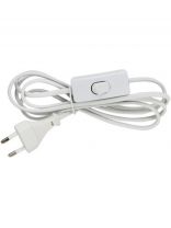 Шнур с выключателем и плоской вилкой, Ecola, Base, 0.75 мм2, 2 м, белый, 6А, 230В, LT5RSBELT