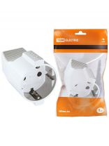 Кабельная розетка 2 полюса, с заземлением, 16 А, с защитными шторками, белая, TDM Electric, SQ1806-0031