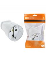 Кабельная розетка 2 полюса, с заземлением, 16 А, белая, белая, TDM Electric, SQ1806-0131