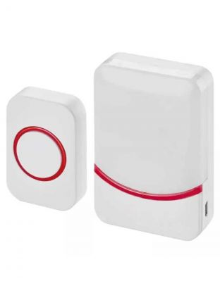 Звонок дверной беспроводной, на батарейках, 38 мелодий, кнопка IP 44, с цифр. кодом, переливающийся, белый, красный, Rexant, 73-0016