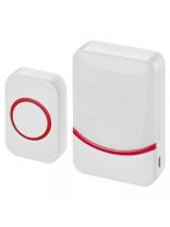 Звонок дверной беспроводной, на батарейках, 38 мелодий, кнопка IP 44, с цифр. кодом, переливающийся, белый, красный, Rexant, 73-0016