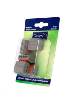 Клемма монтажная, универсальная, 5-проводная, уп. 5 шт, 0.08-4 мм2, General Lighting Systems, 800406