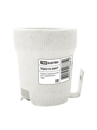 Патрон E27, TDM Electric, керамика, с держателем, SQ0319-0007