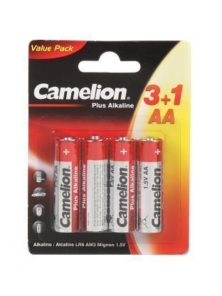Батарейка Camelion, АА (LR6-BP), Alkaline Plus, алкалиновая, 1.5 В, блистер, 4 шт, 3+1, 15545