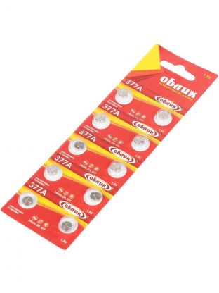 Батарейка Облик, LR626 (377, G4), Alkaline, щелочная, 1.5 В, блистер, 10 шт