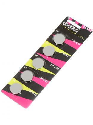 Батарейка ФАZА, CR2025, Lithium, литиевая, 3 В, блистер, 5 шт, 5003187