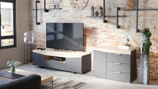 Комод тип 1 Дуб Сонома, Графит серый