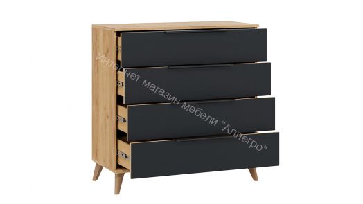 Комод «Джоли» с опорами Бук матовый, Дуб Крафт золотой/Графит матовый
