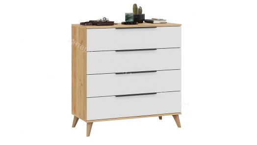 Комод «Джоли» с опорами Бук матовый, Дуб Крафт золотой/Белый матовый
