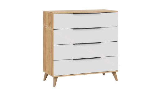 Комод «Джоли» с опорами Бук матовый, Дуб Крафт золотой/Белый матовый