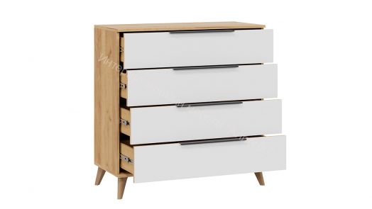 Комод «Джоли» с опорами Бук матовый, Дуб Крафт золотой/Белый матовый