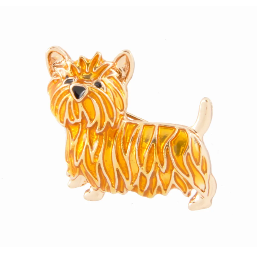 Брошь Собачка Терьер металл с эмалью, золотой шт (XZ192)