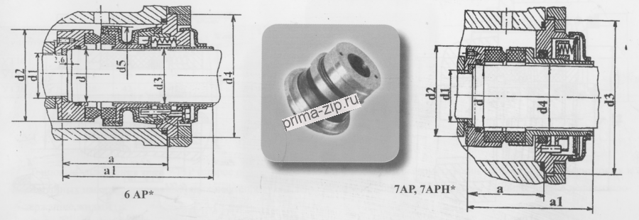 Торцовые уплотнения 6АР - 7АР - для судовых насосов НЦВ, НЦВС, ЭЦН, ЦНР, НЦВА, НЦВМ