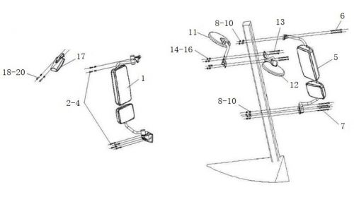 Правое зеркало в сборе (включая широкоугольное наружное зеркало) для Howo70