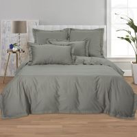 «Серо-зеленый» (Мако - сатин) постельное белье  Евро