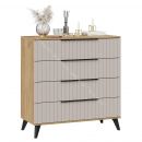 Комод «Хилтон» с опорами Черный матовый, Дуб Крафт золотой, Мокко матовый