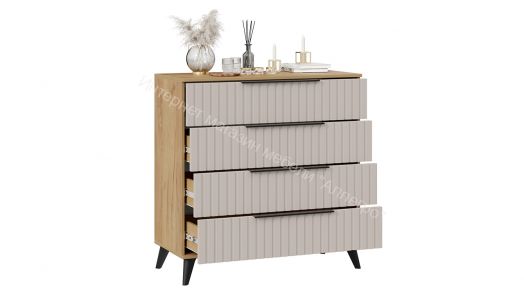 Комод «Хилтон» с опорами Черный матовый, Дуб Крафт золотой, Мокко матовый