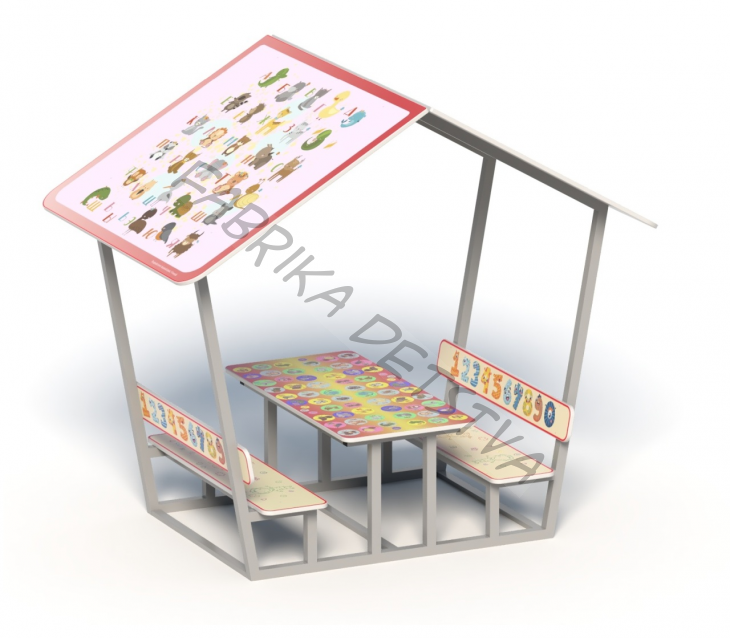 Стол и лавки под навесом "Азбука" тип 1