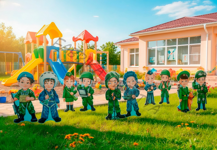 Композиция уличных фигур "Юные защитники"