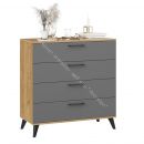 Комод «Нео» с опорами Черный матовый, Дуб Крафт золотой, Серый графит