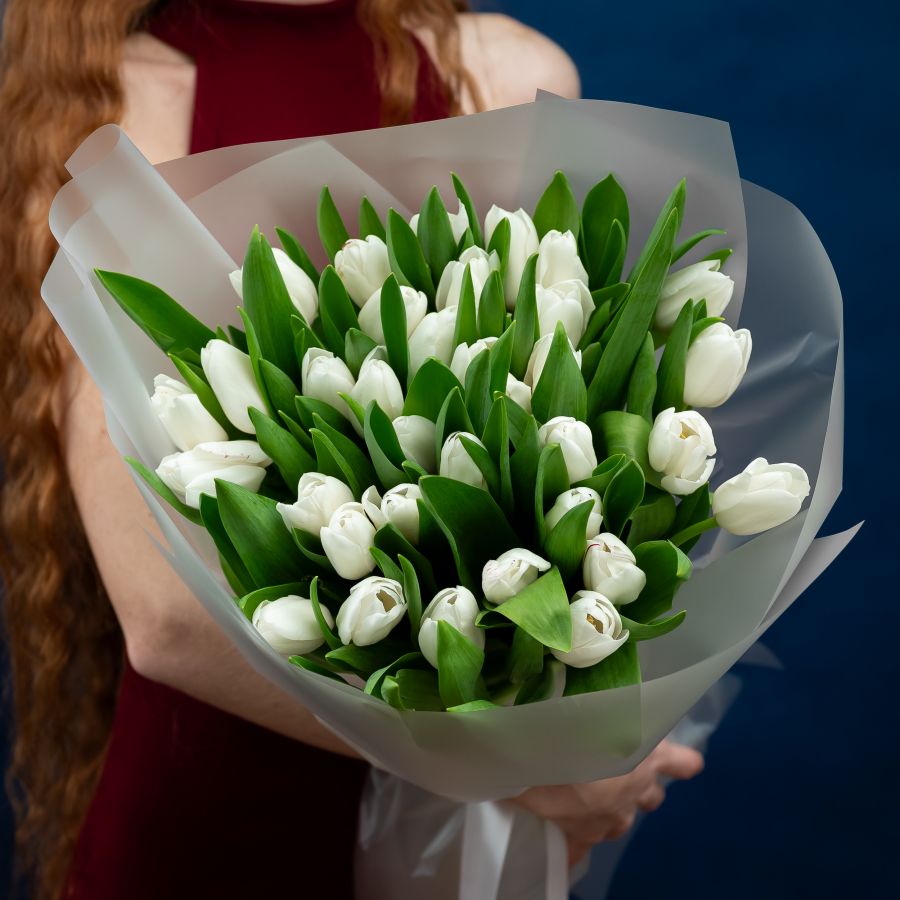 Тюльпаны белые 35шт