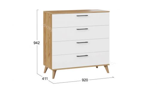 Комод «Нео» с опорами Бук матовый, Дуб Крафт золотой, Белый