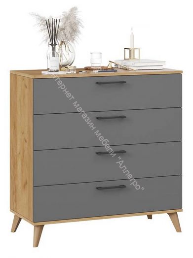 Комод «Нео» с опорами Бук матовый, Дуб Крафт золотой, Серый графит
