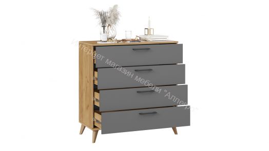 Комод «Нео» с опорами Бук матовый, Дуб Крафт золотой, Серый графит