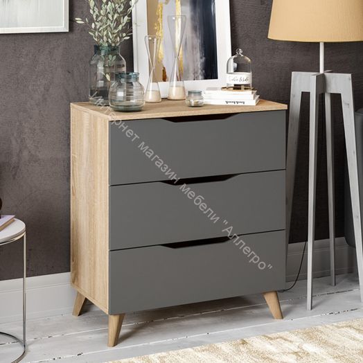 Комод тип 3 с опорами Бук матовый, Дуб Сонома, Графит Серый