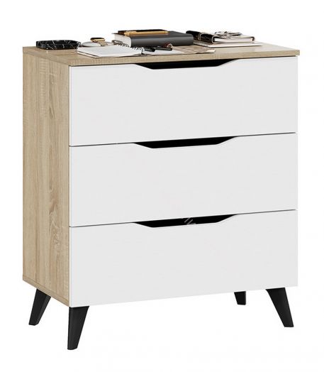 Комод тип 3 с опорами Черный матовый, Дуб Сонома, Белый ясень