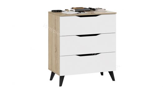 Комод тип 3 с опорами Черный матовый, Дуб Сонома, Белый ясень