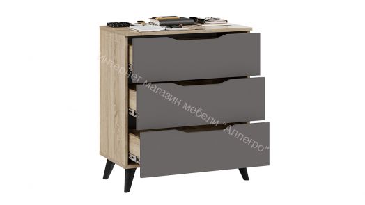 Комод тип 3 с опорами Черный матовый, Дуб Сонома, Графит серый