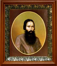 Икона Василий Павлово-Посадский в киоте с басмой Виноградная Лоза (UV-печать)(30164)