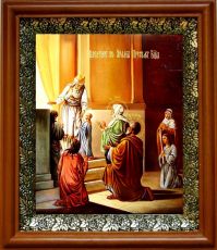 Икона Введение во храм Пресвятой Богородицы в киоте с басмой Виноградная Лоза (UV-печать)(30171)