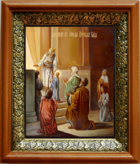 Икона Введение во храм Пресвятой Богородицы в киоте с басмой Виноградная Лоза (UV-печать)(33039)