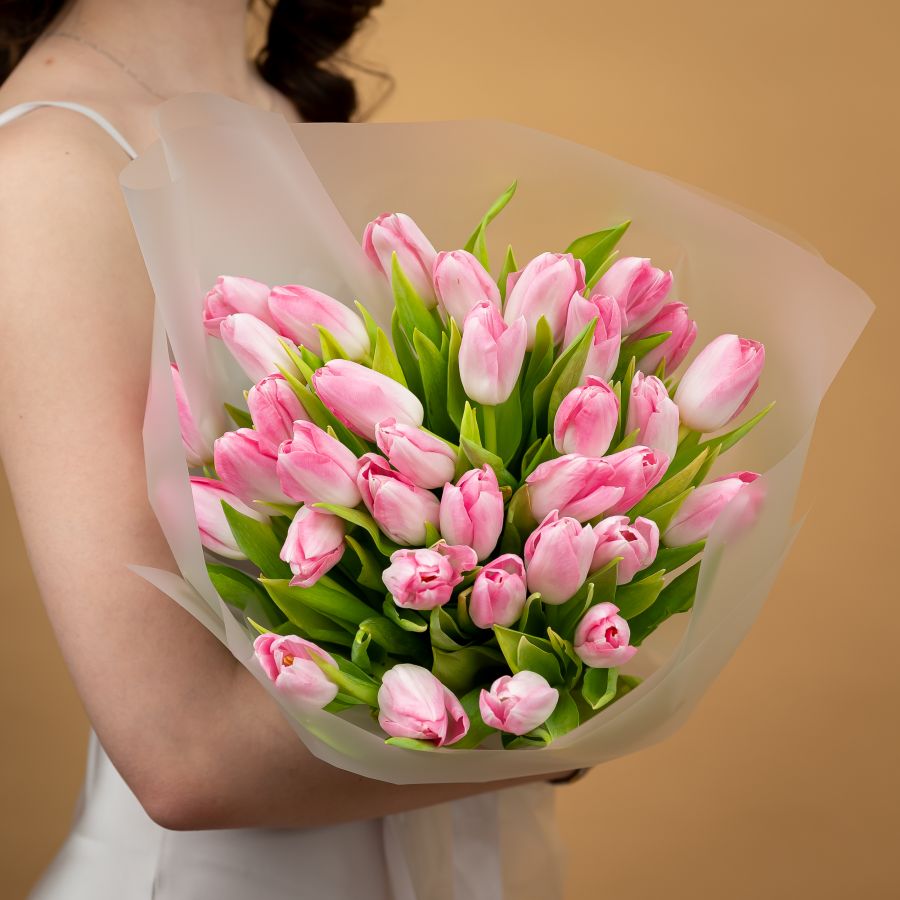 Тюльпаны светло-розовые 35шт