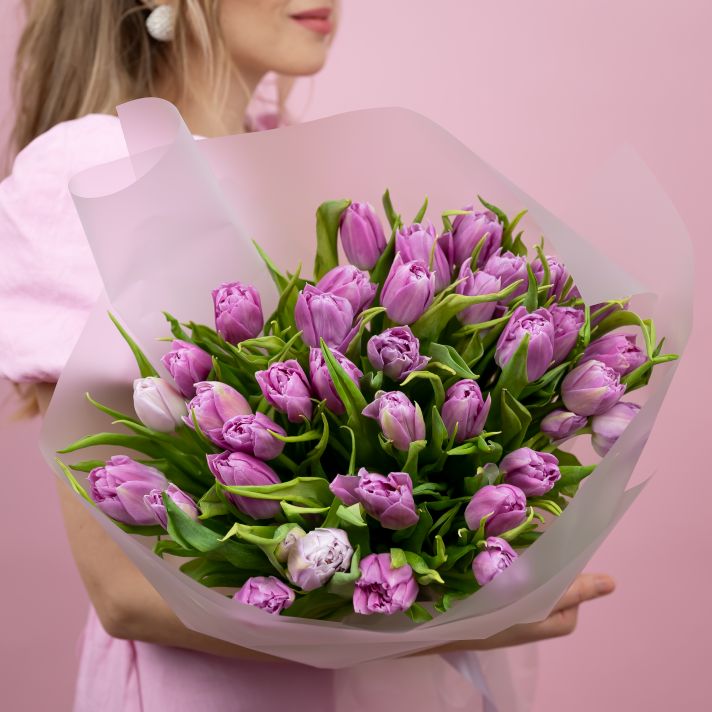 Тюльпаны пионовидные сиреневые от 15шт