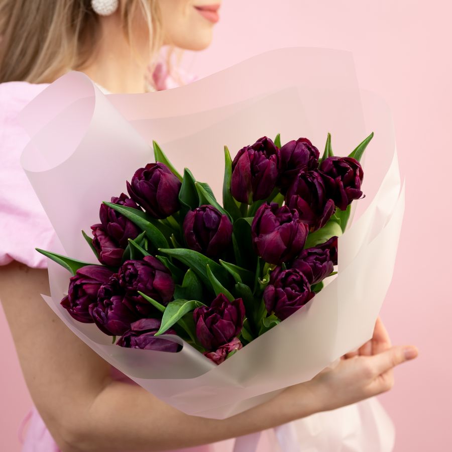 Тюльпаны пионовидные фиолетовые в упаковке (от 15шт)