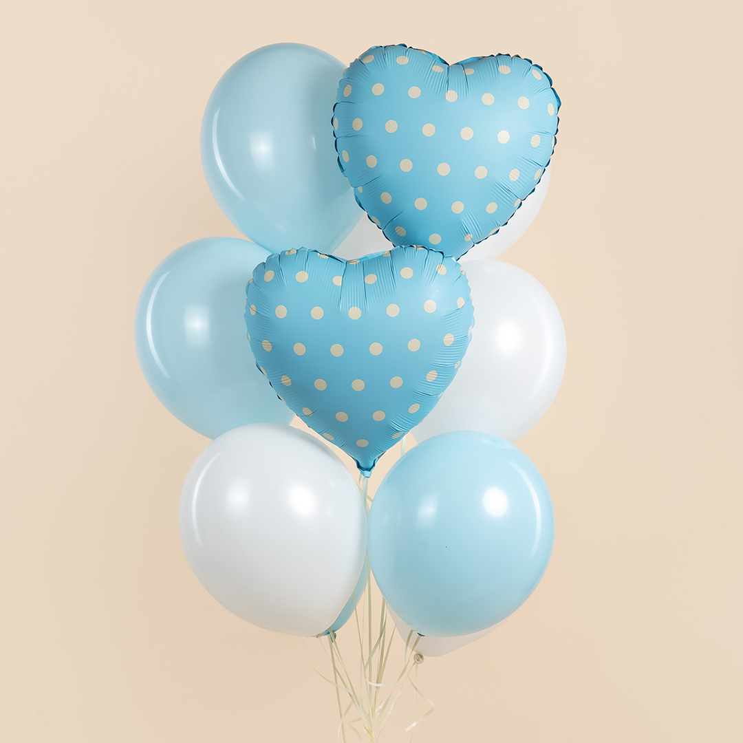 Фонтан с 2 сердечками из шаров с гелием