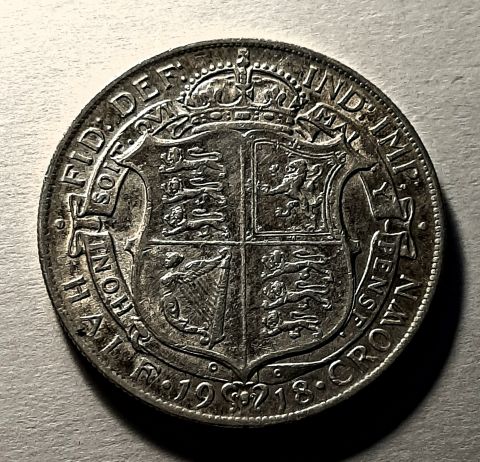 1/2 кроны 1918 Великобритания AUNC Редкий год